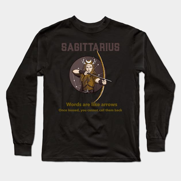 Sagittarius Astorlogical Zodiac Sign Long Sleeve T-Shirt by Storeology